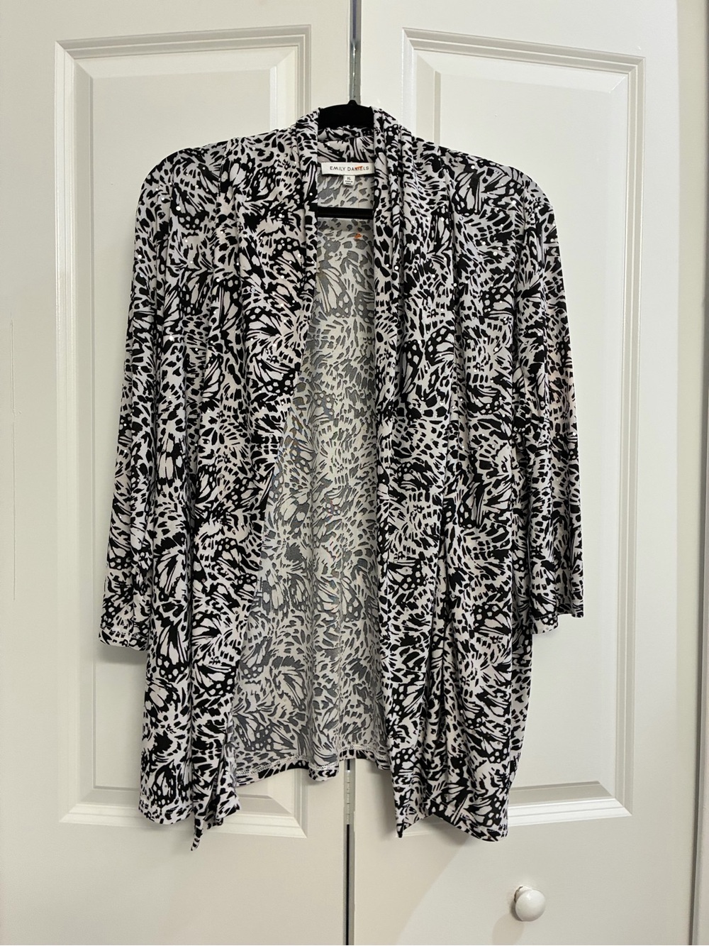 Black & White Printed Open Cardigan